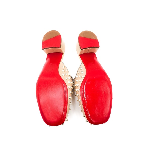 Christian Louboutin Beige Leather Studded Spike Slip-On Mules EU 39 - Picture 9 of 9